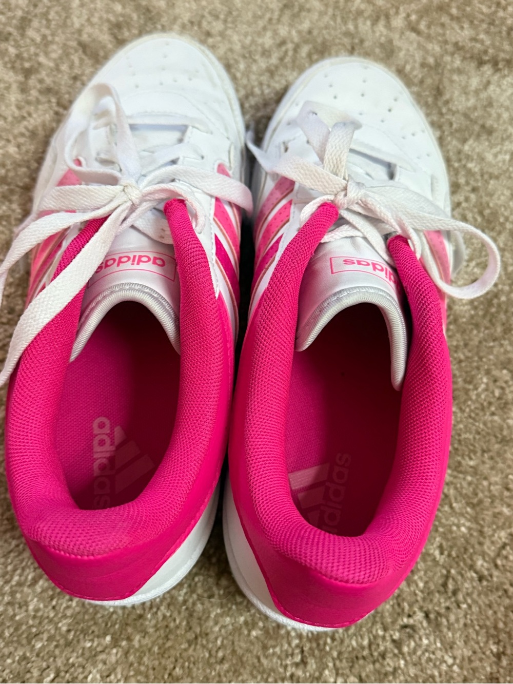 adidas White Sneakers with Hot Pink Lining - Picture 3 of 4